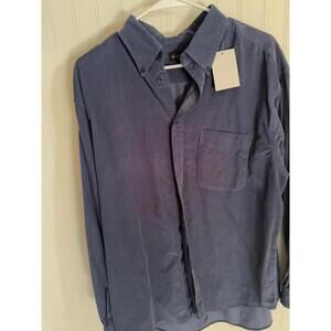 Men's Weathered Casuals Corduroy Button-Up Shirt, Size Large